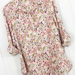 Ann Taylor Colorful Splatter Print Blouse